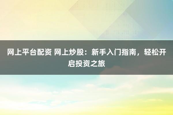 网上平台配资 网上炒股：新手入门指南，轻松开启投资之旅